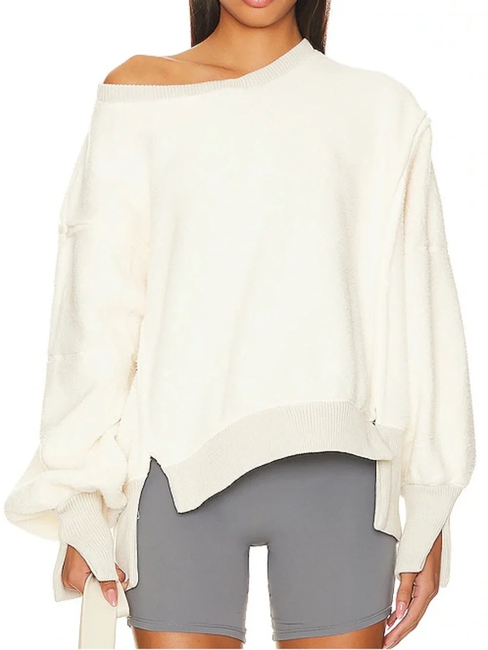 Free People Cozy Camden Oversized Sherpa Pullover Vanilla Ice Cream XS NEW